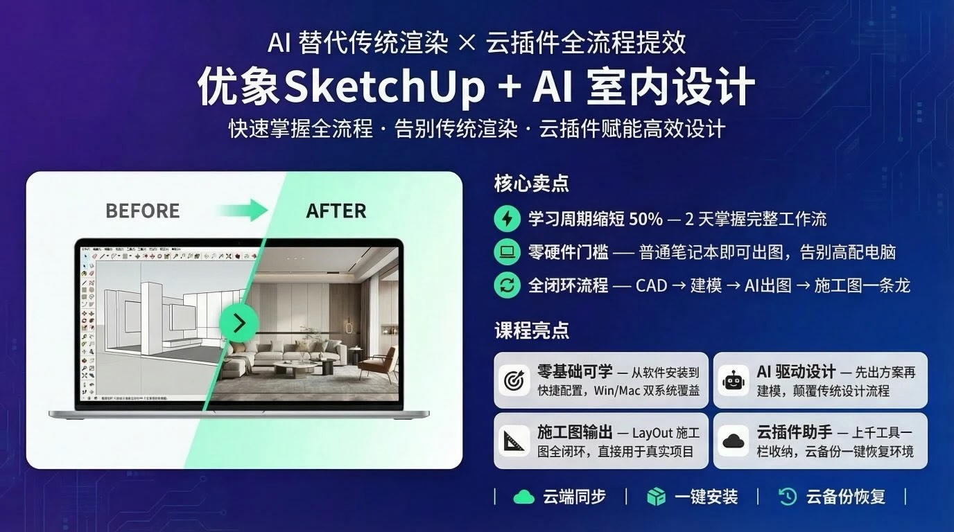 SketchUp+Ai室内设计全流程(第1期)